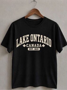 Lake Ontario Canada Graphic Tee - Black